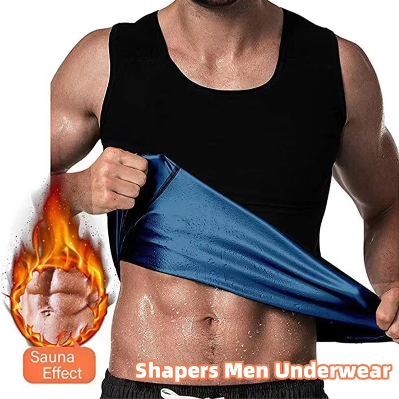 Men Shapers Vest Underwear Fitness Sportswear L to XXXL Black Waist Training Slim Weight Loss Shirt Fat Burner Exercise