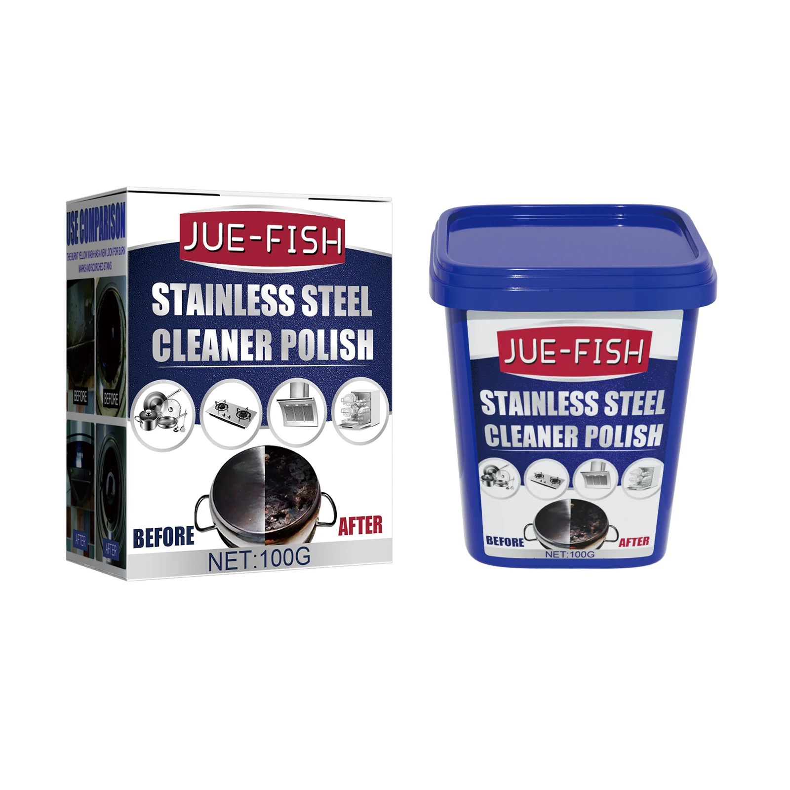 Stainless Steel Cleaning Paste, Kitchen Cookware Cleaner, Remove Rust Stains & Burnt Black Grime on Pot Bottom and Stovetop, Multi-purpose Kitchen Cleaning Cream