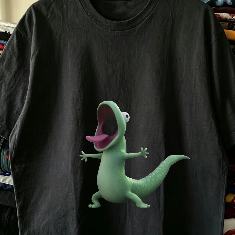 Green Dinosaur Mouth Wide Open Graphic Men Tom the Lizard｜Lizard Lizard Lizard，Hoppers Casual Male Female Daily Tee