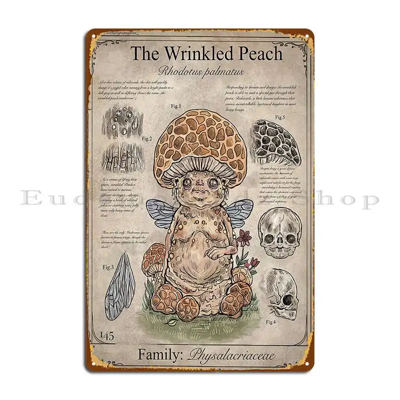 Wrinkled Peach Mushroom Creature Metal Plaque Plates Cinema Custom Cave Wall Tin Sign Poster