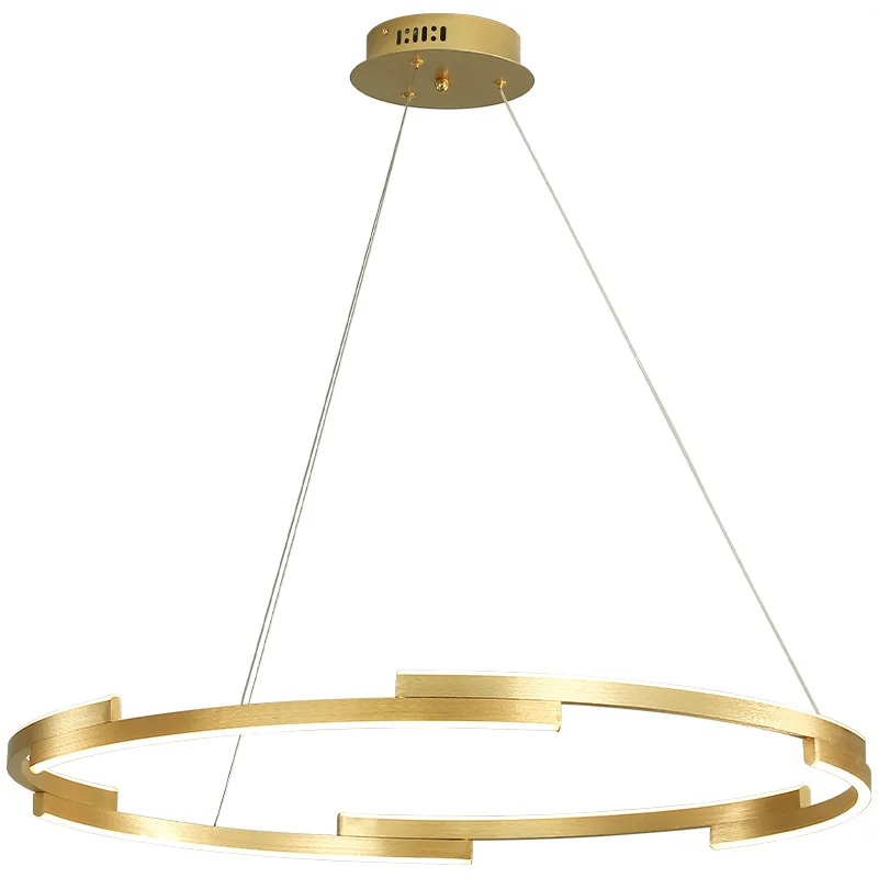Golden Ring LED Chandelier Aluminum Ceiling Lamp Round Modern Pendant Light for Living Room Bedroom