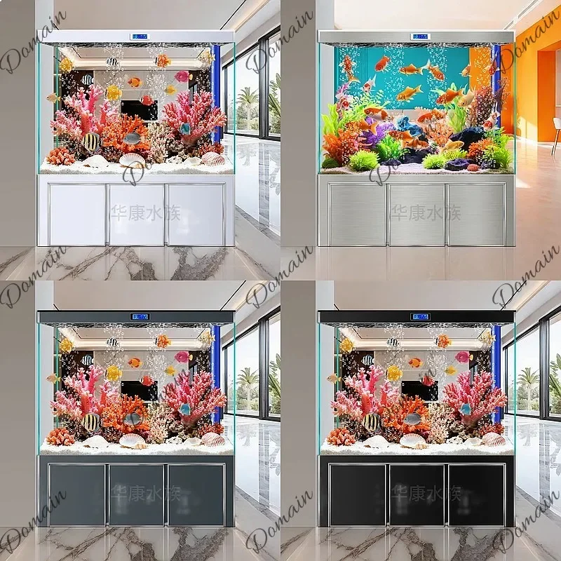 B80 New Large White Glass Aquarium Tank No Water Change Bottom Filter Custom For Home Living Room