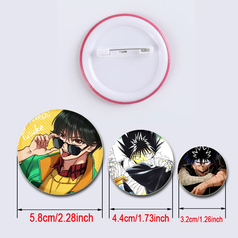 32/44/58mm Anime Yu Yu Hakusho: Ghost Files Brooches DIY Buttons Pins Snap-in Badge for Bag Clothes Decoration Gifts