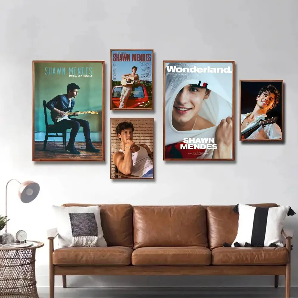 S-Shawn Mendes Poster Waterproof Wall Art Sticker For Bar Living Room Vintage Room Decor High Quality Print Gift