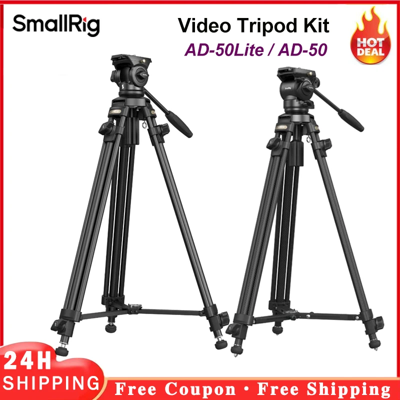 

SmallRig Aluminium Lightweight Video Tripod AD-50Lite 4684, Carbon Fiber Tripod AD-50 4685 For Outdoor Professional Shooting