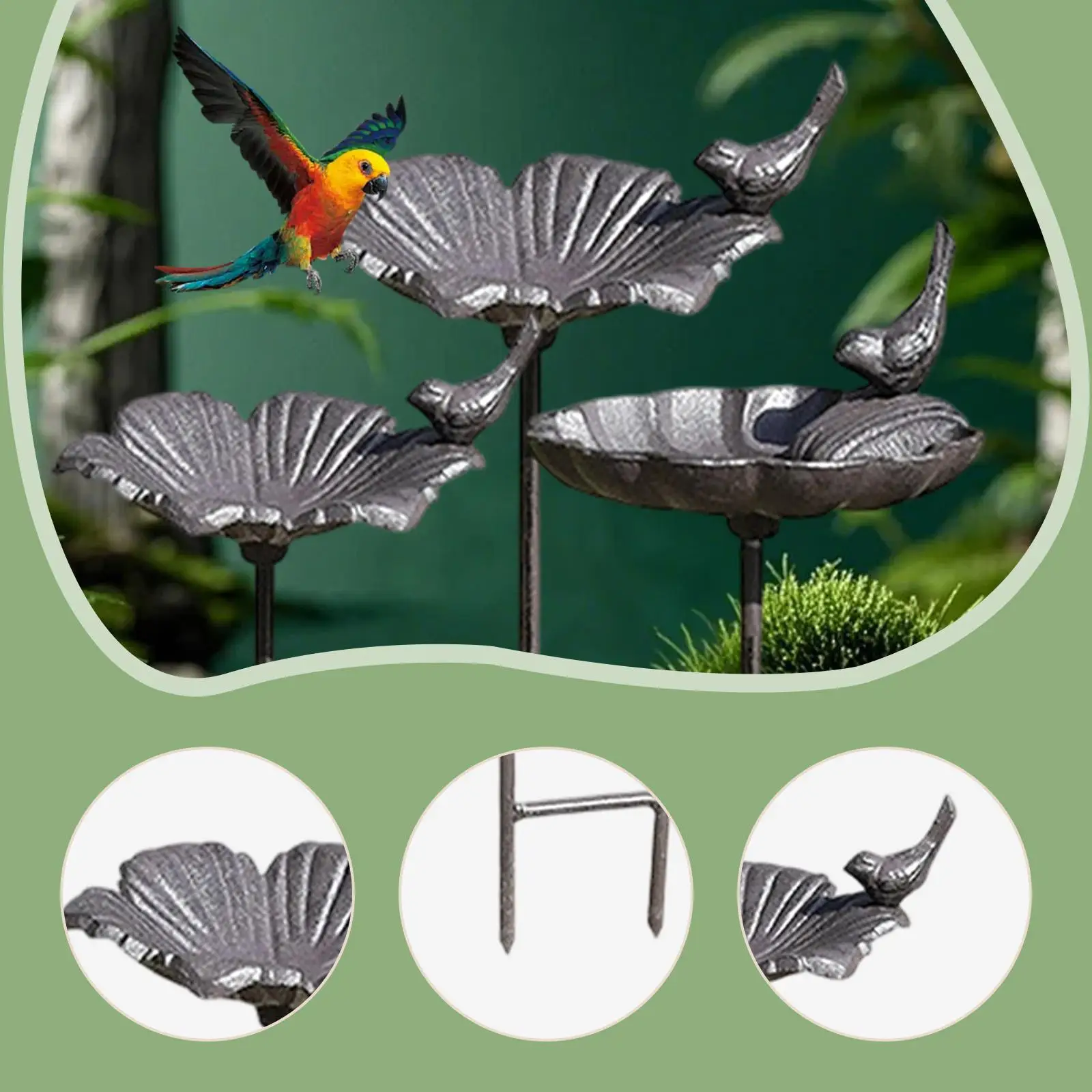 

Iron Bird Bath Feeder for Outdoor Garden Lawn Deck Patio Landscape Attracting Birds Housewarming Gift