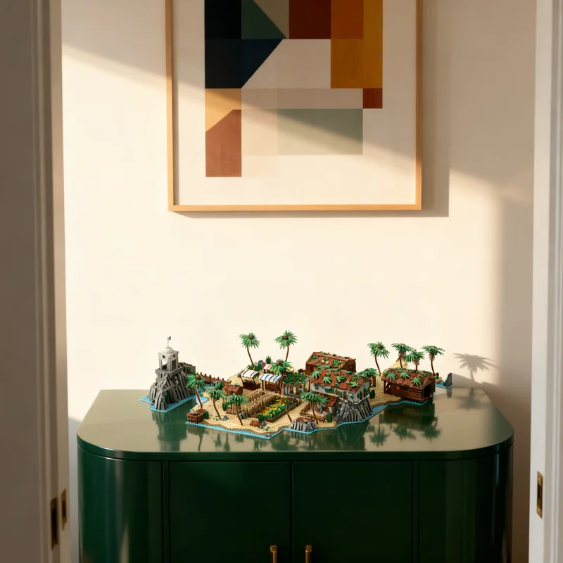 

11021 деталь MOC: Модель Пиратского острова с заливом и пляжем, конструктор, креативный подарок, декор для демонстрации, сборная модель премиум-класса для взрослых и детей