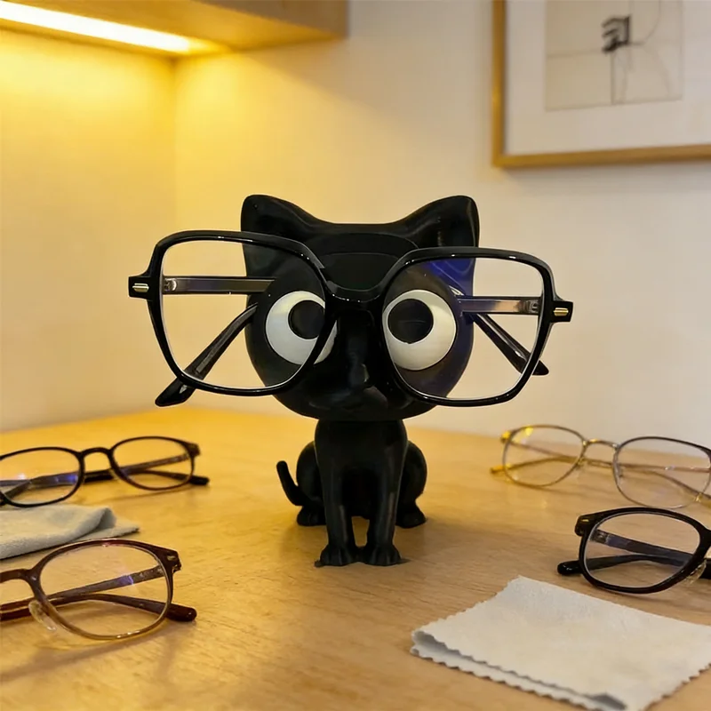 Modern Cat-Eye Glasses Stand​ 3D Printed Sculptural Holder, Space-Saving Sleek Desk Decor Keep Eyeglasses Organized Within Reach