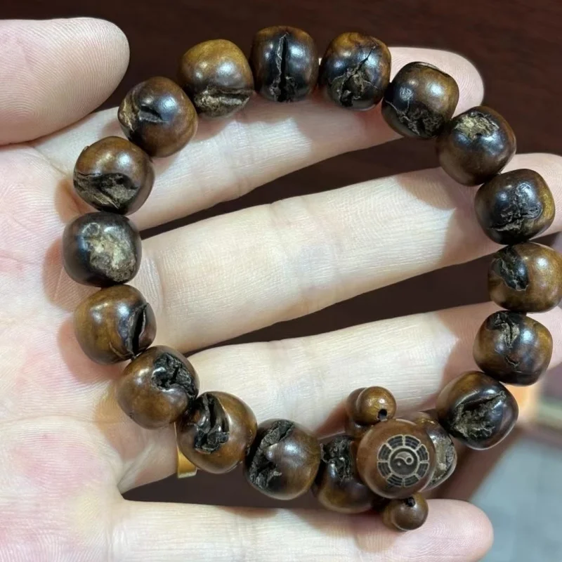Authentic natural lightning-striken peach wood bracelet for men and women, made from old trees in the mountains, with loose bead