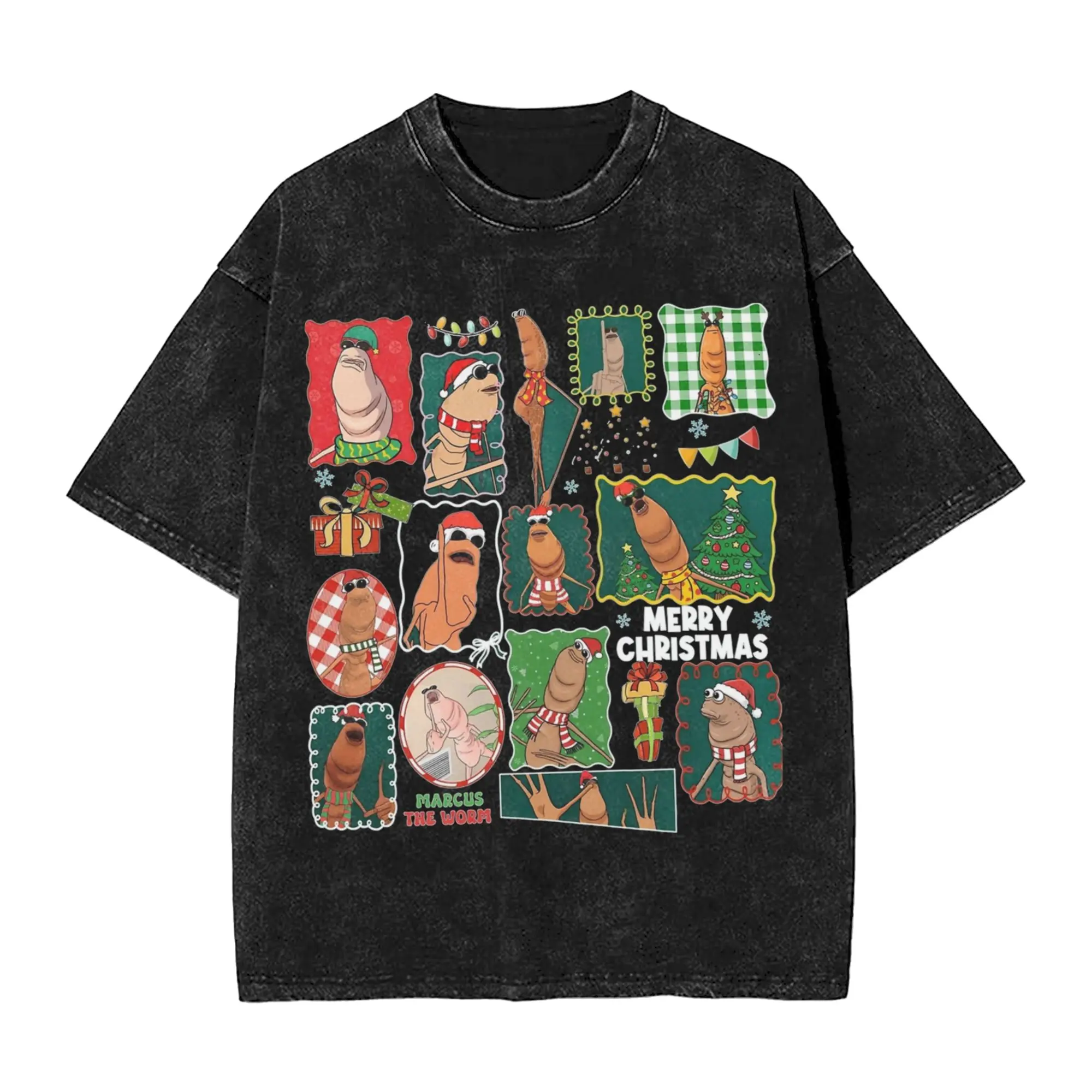 Marcus The Worm Christmas Meme  T Shirt Harajuku Style For Men Women 100% Cotton Tee Shirts Tops