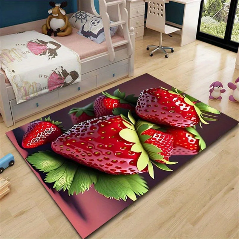 1pc Creative Strawberry Pattern Area Rug, Versatile Home Decor, Ideal Fun Gift, Perfect for Office Living Room Bedroom Home