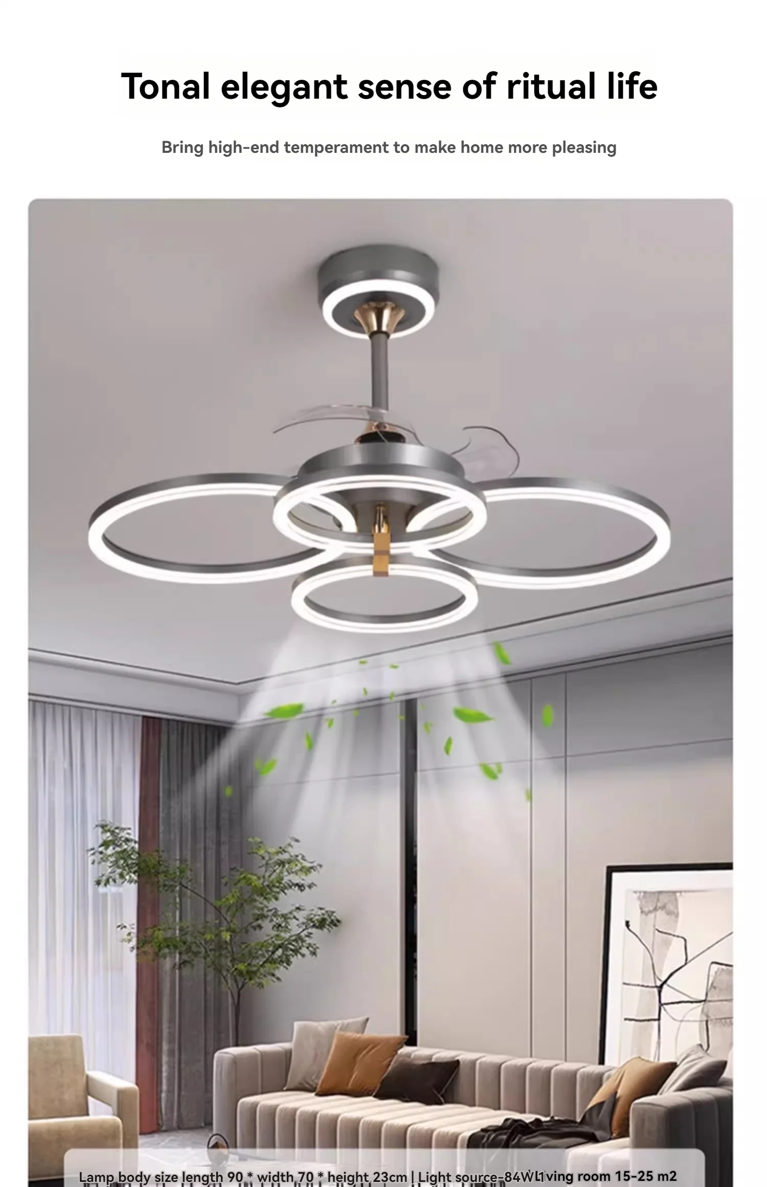 Variable Frequency Bedroom Fan Light Ceiling Fan Light Restaurant Living Room New Nordic Intelligent Invisible Ceiling Fan Lamp