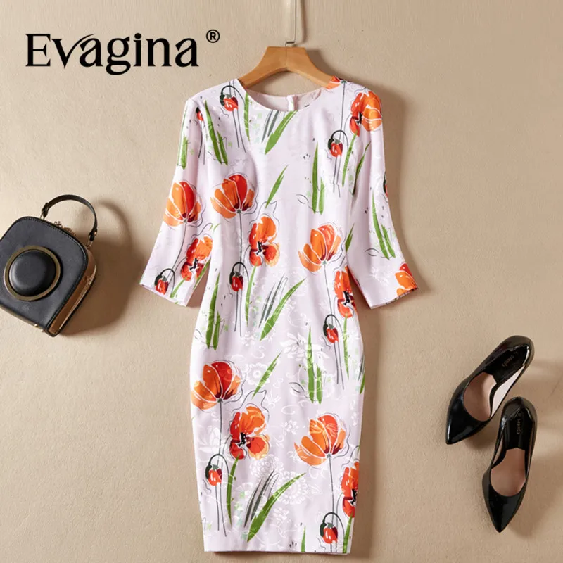 

Evagina Three Quarter Sleeve Jacquard Print Mini Dress 2024 Spring Summer New Women's High Street Pretty Slim Holiday Dresses