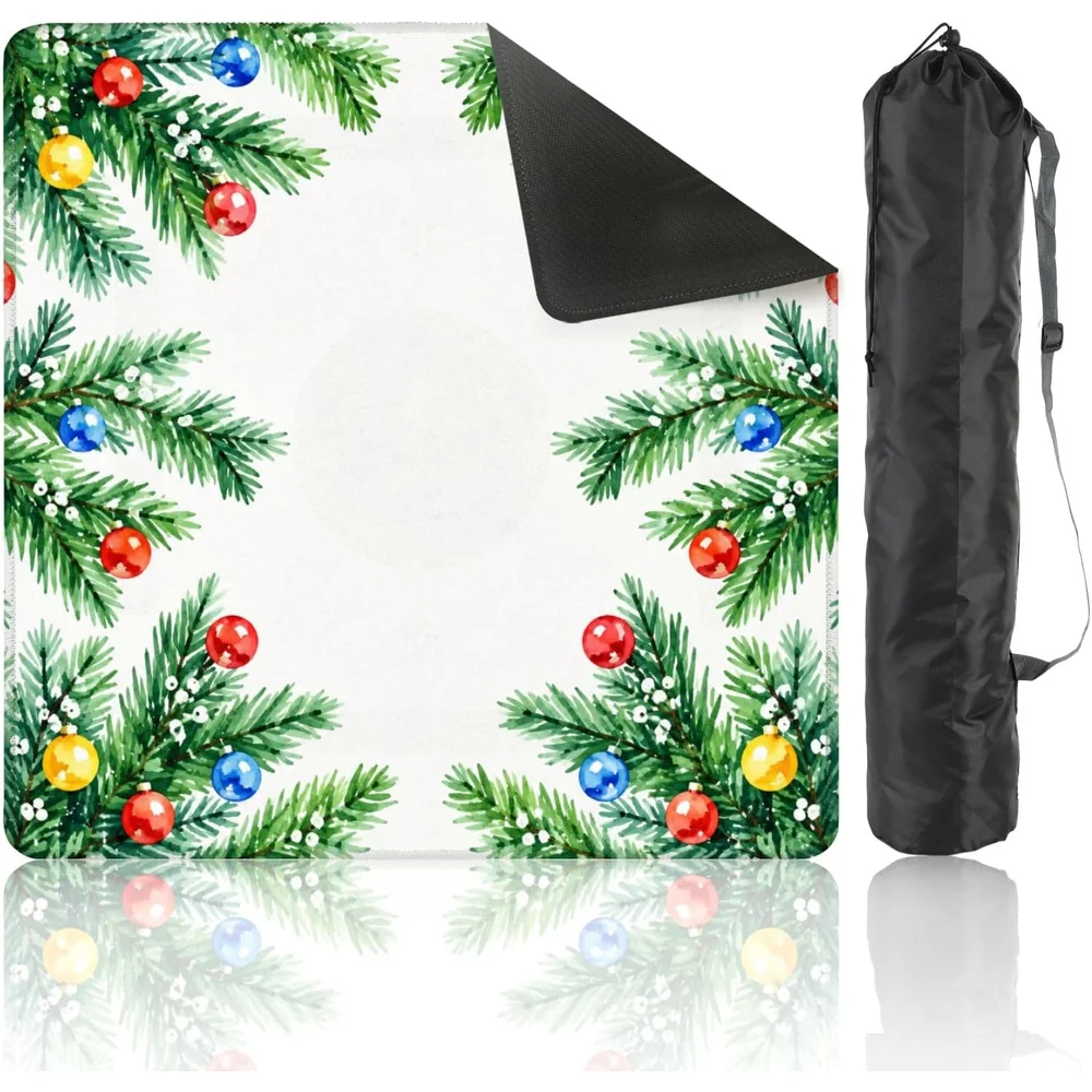 3mm Luxury Neoprene Mahjong Mat 31.5 Inch Christmas Pine Berry Garland Non Slip Noise Reduction for Card Games
