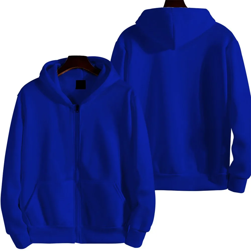 

2024 Fashion Couple Blue Zipper Hooded Sweatshirt Y2K Hip Hop Trendy Cool Clothing