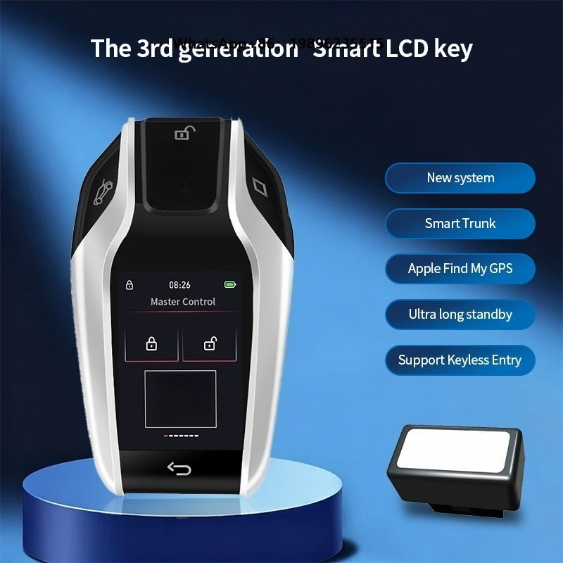 High-end LCD Car Key, iOS Find My Function to View Location Information, Keyless Entry, Compatible with Multiple Models