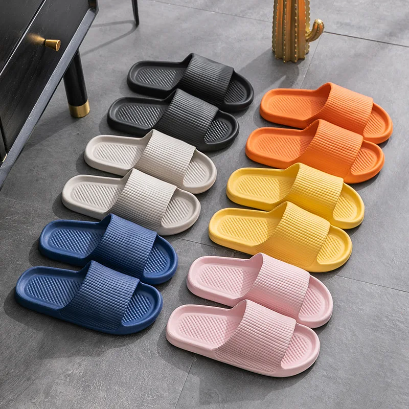 Couple Slippers Summer Home Feet Stepping Feeling Simple Lightweight Comfortable Home Living Room Bathroom Slippers