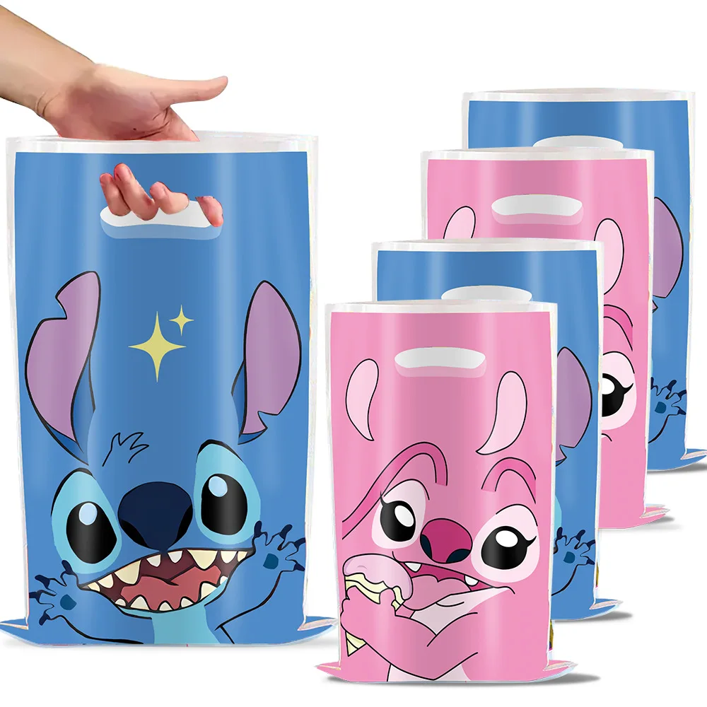 

10pcs Disney Lilo&Stitch Party Gift Bags Kids Candy Treat Bag Party Blue Stitch Pink Angel Goodie Gift Bags for Kids Birthday