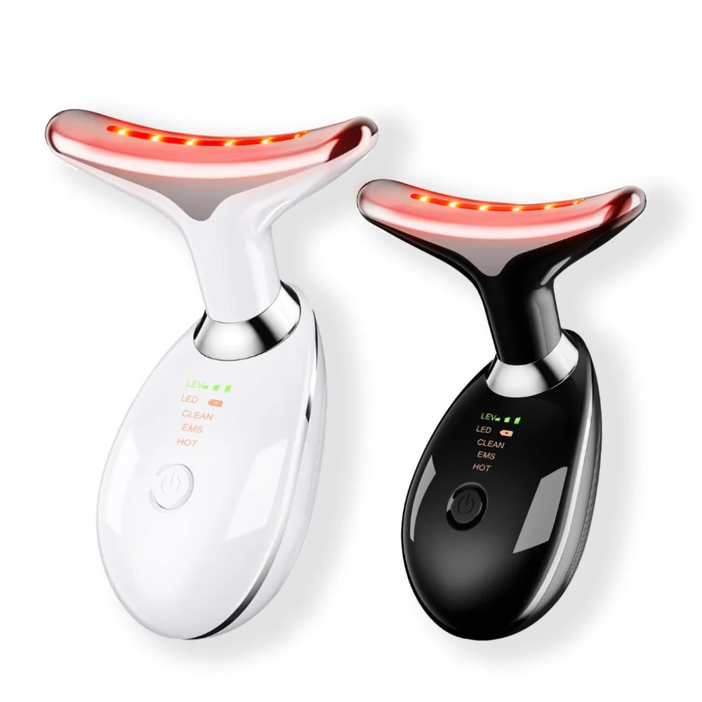 

popular dropshipping items neck face lifting massager anti wrinkle 3 colors led Vibration EMS neck facial lifting device