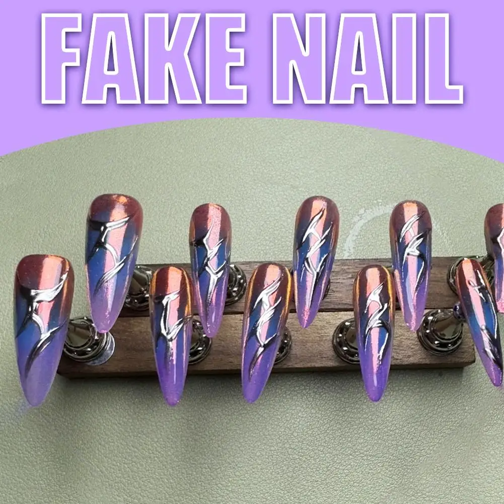 

Французские накладные ногти Kawaii Starlight Sparkle, милые крутые ногти в форме пресса, миндалевидные ногти, ручная работа, можно носить в Европе A9K6