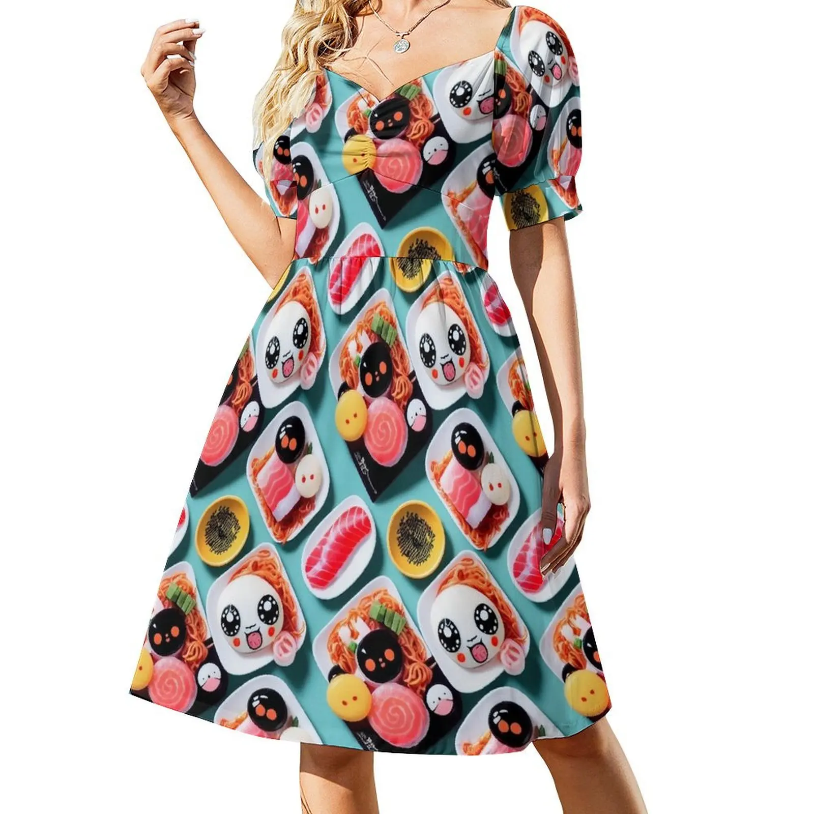 

Sushi and Ramen Kawaii Short Sleeved Dress women's clothing summer 2025 novelties summer clothes for women Dress