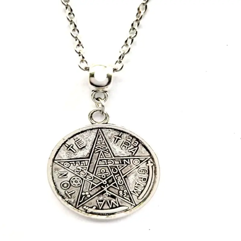 Gothic Tetragrammaton Pentacle Pentagram Necklace Pendant Vintage Zodiac Magic Wiccan Talisman Pagen Amulet Choker Jewellry Wome