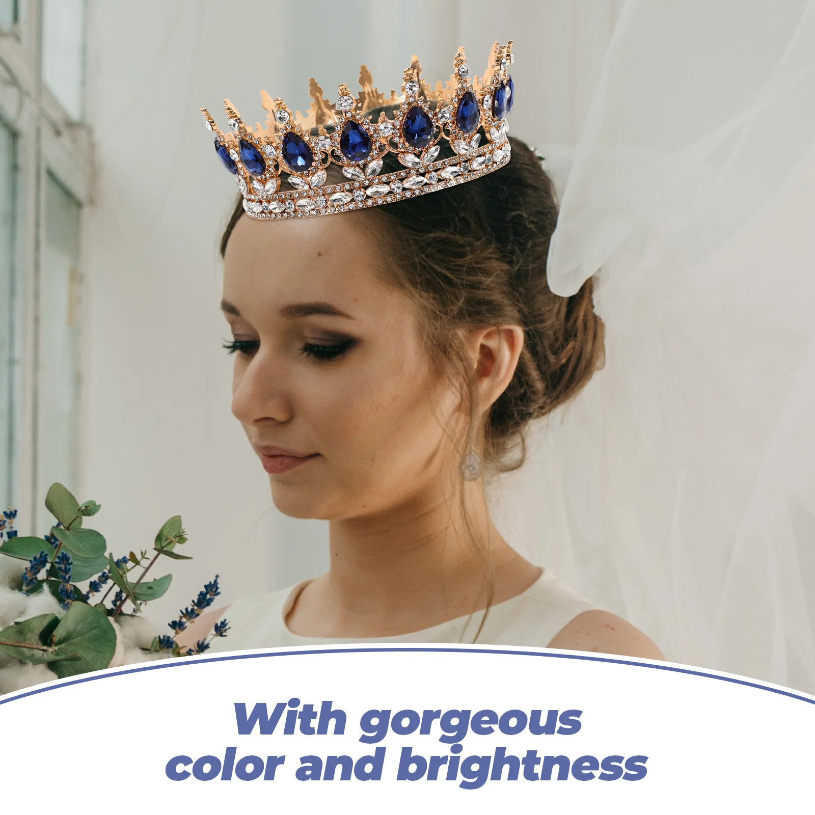 

Rhinestone Tiara Princess Headpieces Bridal Tiaras with Gemstones Wedding Headdress Rhinestones