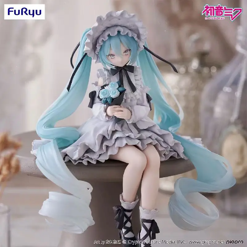 Original furyu hatsune miku retro boneca macarrão rolha anime figura figuras de ação modelo brinquedo estatueta presente