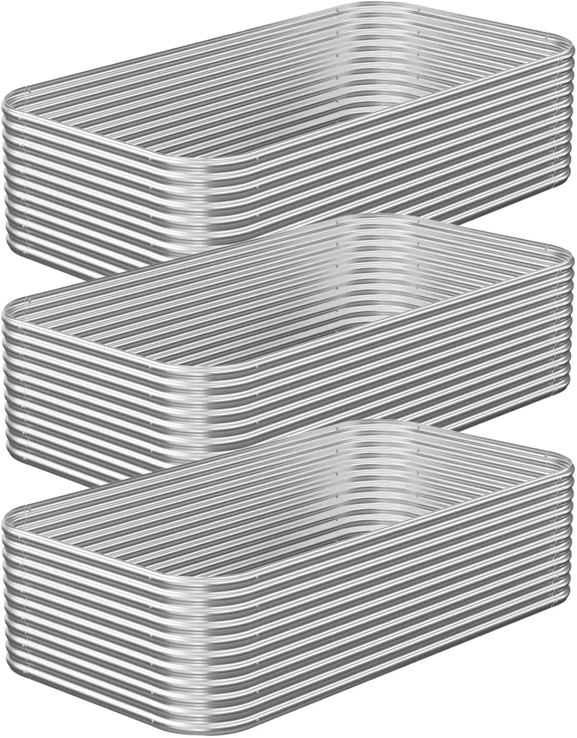 

4x2ft Galvanized Metal Raised Garden Bed 3 Pack for Vegetables, Flowers