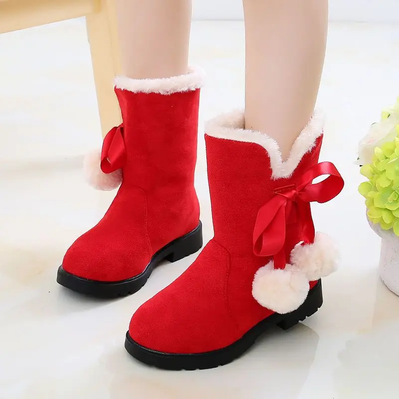 

Girls Winter 2026 Snow Boots Outdoor Thermal Insulation Thickened Fleece Lined Princess Design Boots