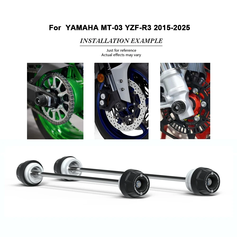 

Motorcycle Front Rear Spindle Bobbins Axle Protection Set for YAMAHA MT-03 YZF-R3 2015-2025 Crash Protector Accessories