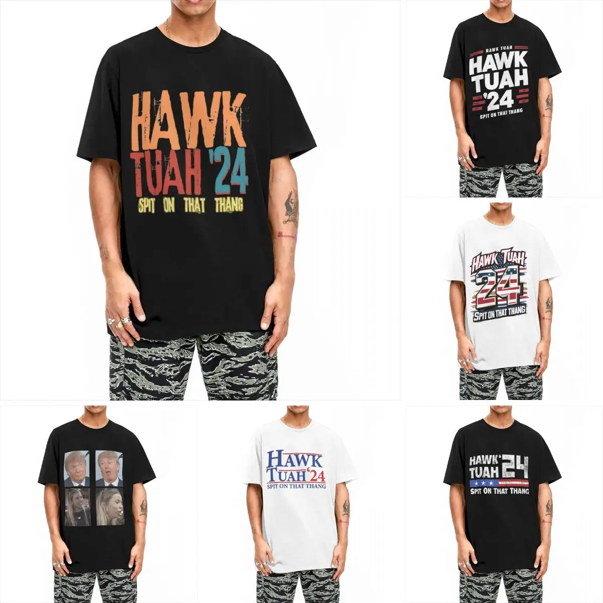 Couple T Shirt Hawk Tuah 24 T-Shirts Trendy Cool spit on that thang Summer Tees Classic Casual 100% Cotton Clothes Gift