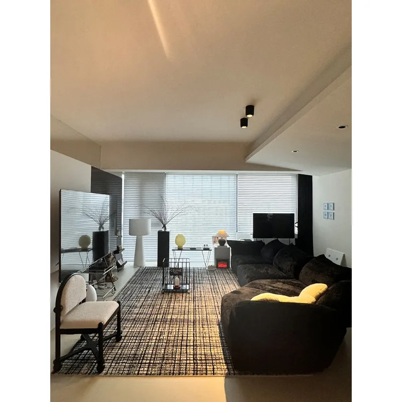 

Glue-free carpet French dirt-resistant living room waterproof and anti-fouling new light luxury black and white pad