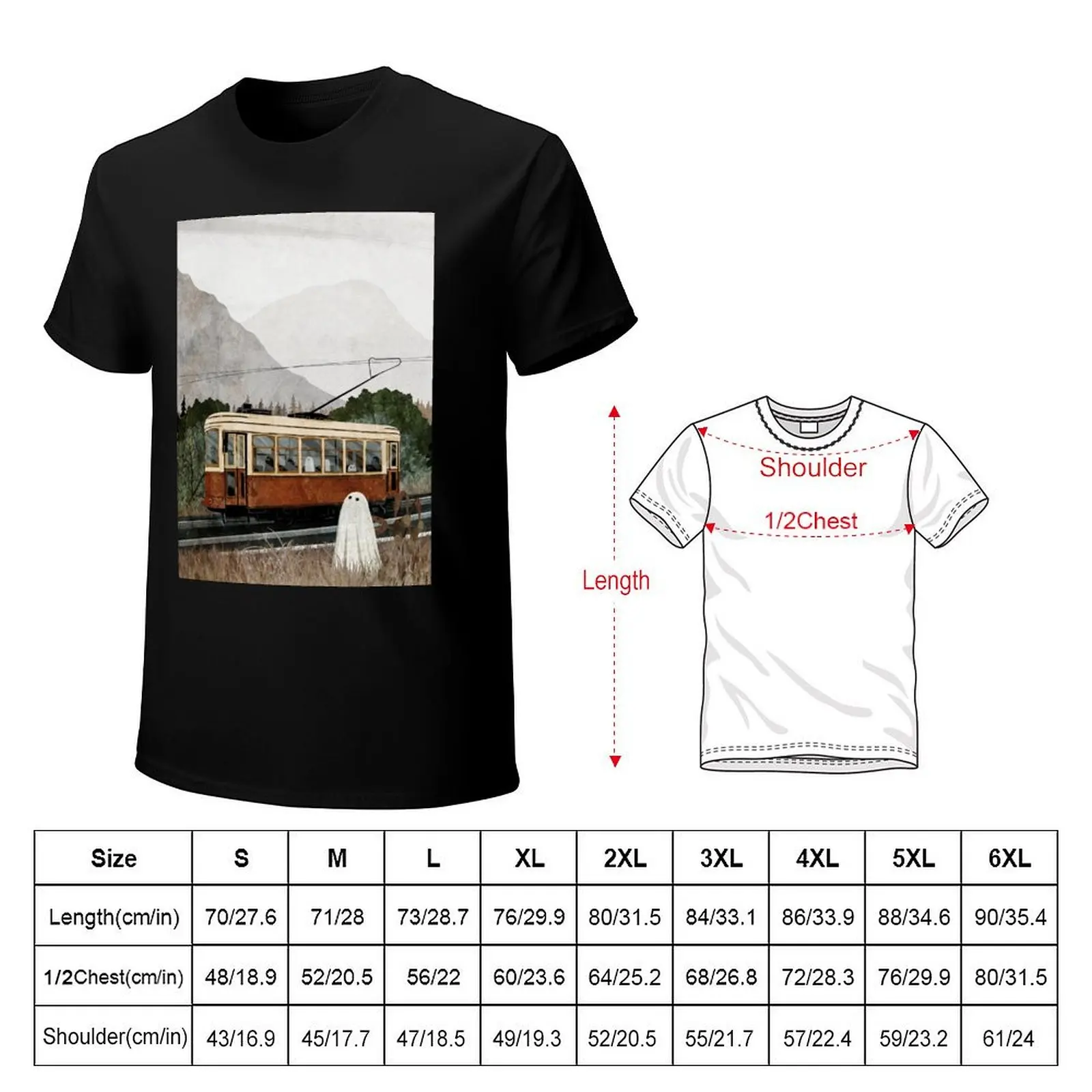 Ghost Tram T-Shirt Daily Casual Short Sleeve Tee Shirt