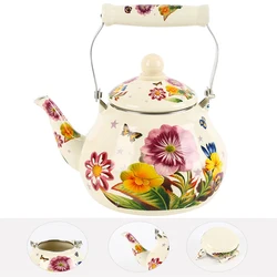 Enamel Kettle Turkish Tea Pot Loose Flower Teapot Stovetop Teakettle Hot Enameled