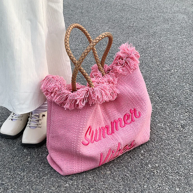 Luxury Designer Women's Tote Bags  In 2023 summer Fashion New Weave Ladies Handbags Large Capacity Female Tassel Shoulder purses