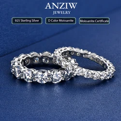 100% S925 Sterling Silver 3mm 5mm Full Moissanite Eternity Ring for Women Men White Gold Plated Engagement Wedding Rings Band