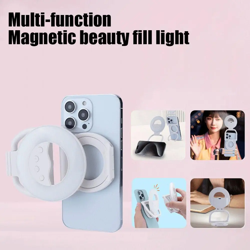 โทรศัพท์มือถือผู้ถือแสง Multi-Functional Magnetic Live Selfie แบบพกพาเติมมือถือ Light Beauty Beauty Light สตรีมมิ่ง T9N3