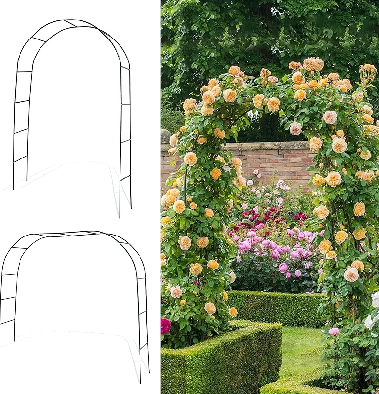 

Black Garden Arch Arbors Trellis Two Way Assemble Wedding Decoration Metal Arch for Climbing Plants Outdoor 6-8ft