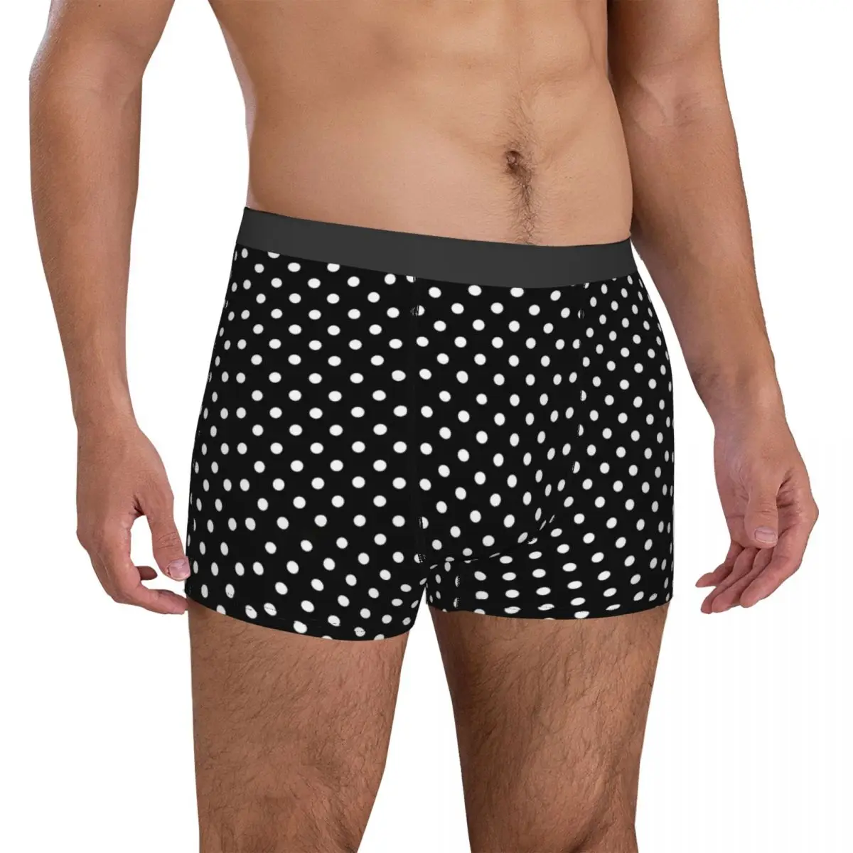 Black White Polka Dots Underwear Retro Print Man Underpants Printed Breathable Boxer Shorts Trenky Boxer Brief Plus Size 2XL