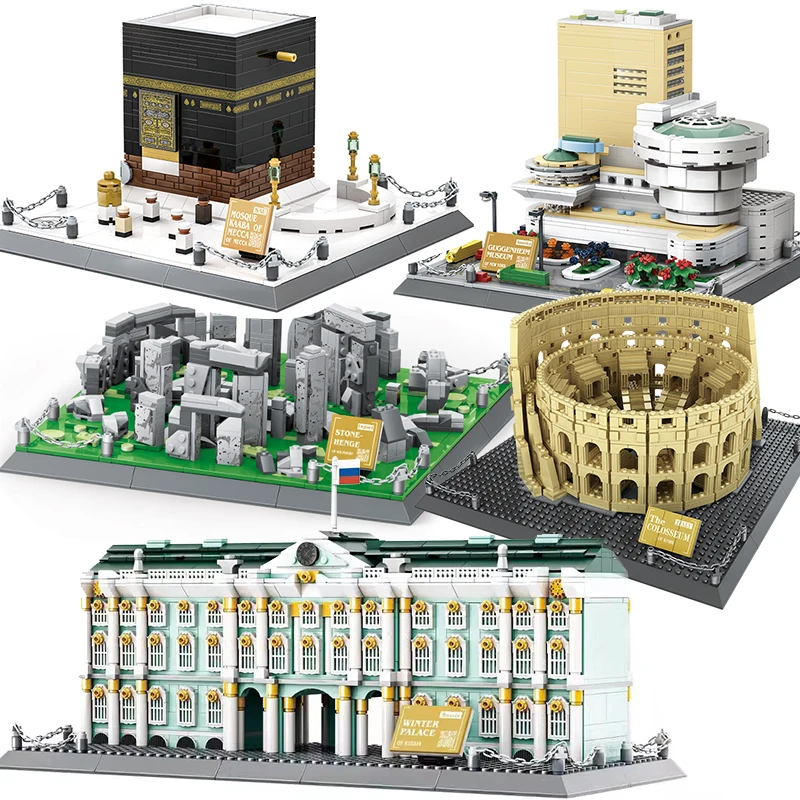 City Architecture Pair London Landmark Cristo Brazil Redentor Winter Palace Building Blocks Street View Model Construcion Toys