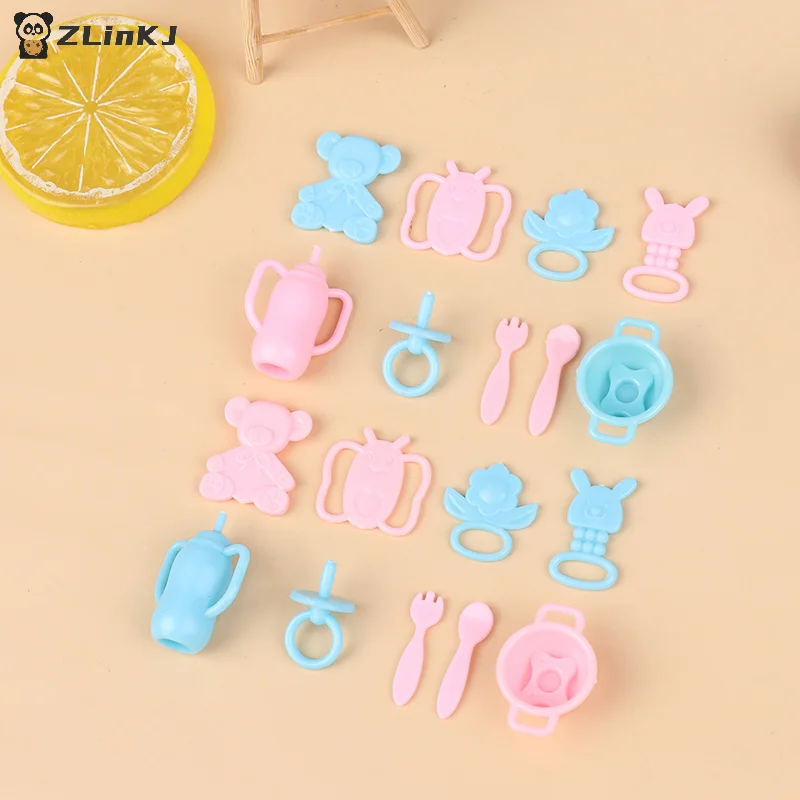 ▶9Pcs Mini Doll Pacifier Baby Tableware Set Play House Supplies Dummy Nipples For Dolls Kids Toy Baby Pacifier Accessories