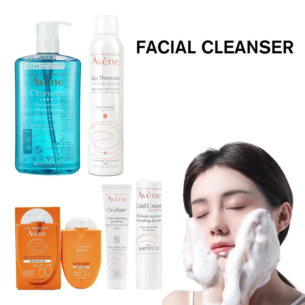 Avene SPF 50+ protector solar blanqueador crema fría limpieza profunda limpiador Facial elimina la suciedad de la cara Gel hidratante cuidado de la piel