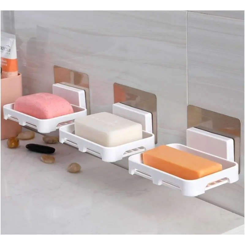 Single Double Layer SoapHolder Wall-mountedHollow Punch-Free SoapBox Draining Storage RackHousehold Bathroom Tool