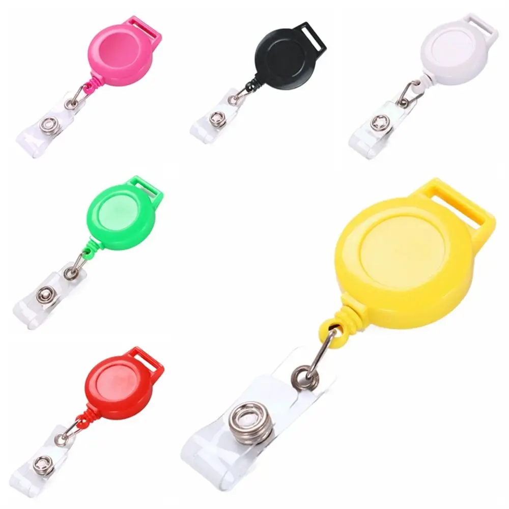 Square Nurse Badge Holder Keyring Clips Name Tag Retractable Badge Reel Belt Clip Keychain Easy To Pull Buckle Office Suppliers