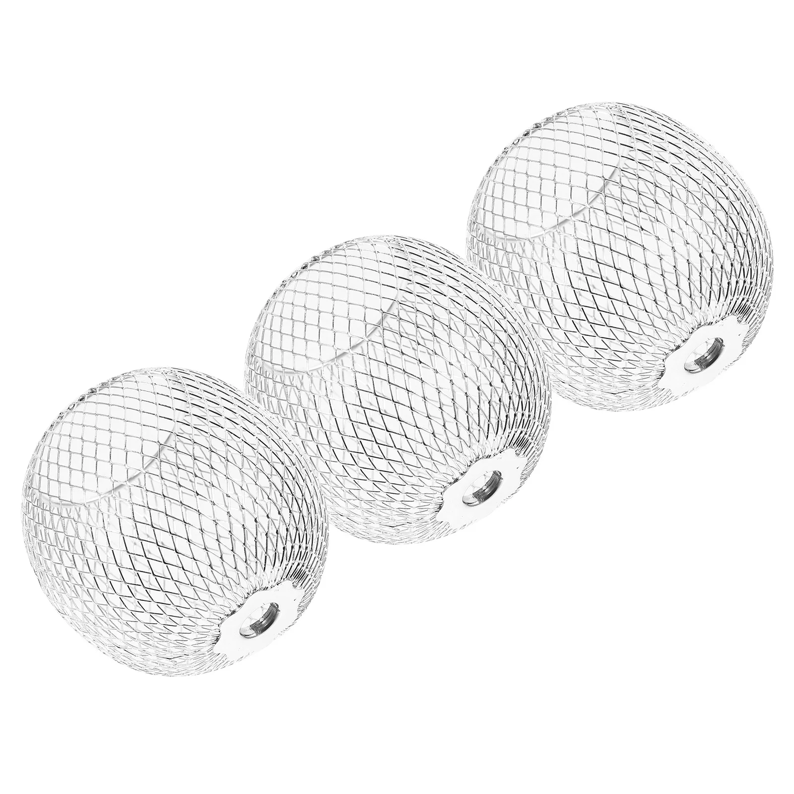 

3 Pcs Metal Lampshade Globe Chandelier Round Orb Spherical Silver Lampshades Office