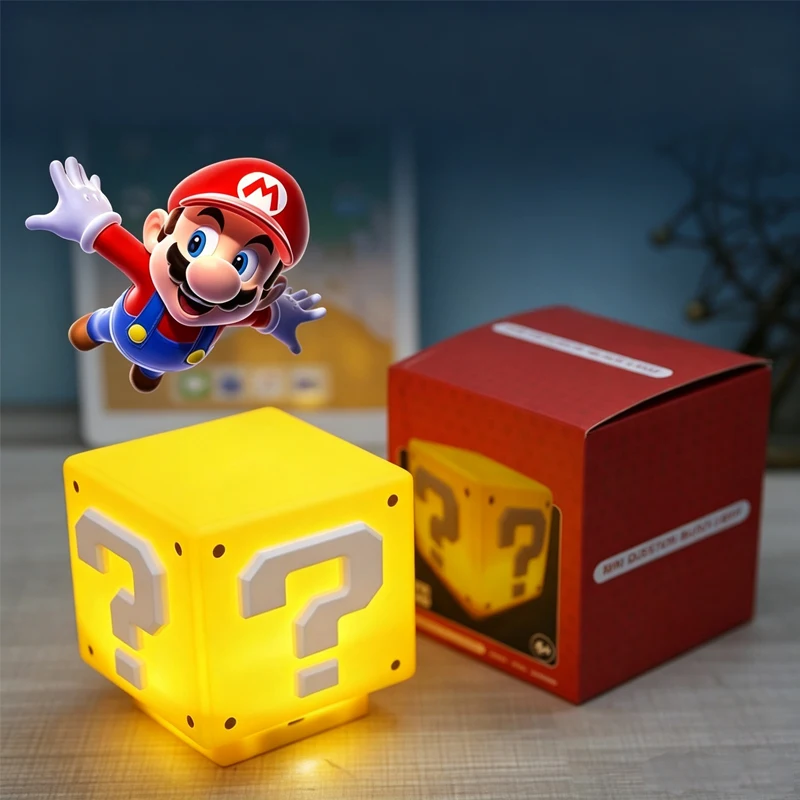Super Mario Question Block Night Light Soft Warm Led Lamp Usb Rechargeable Bedside Decor Light Gift for Kids Bedroom view 4