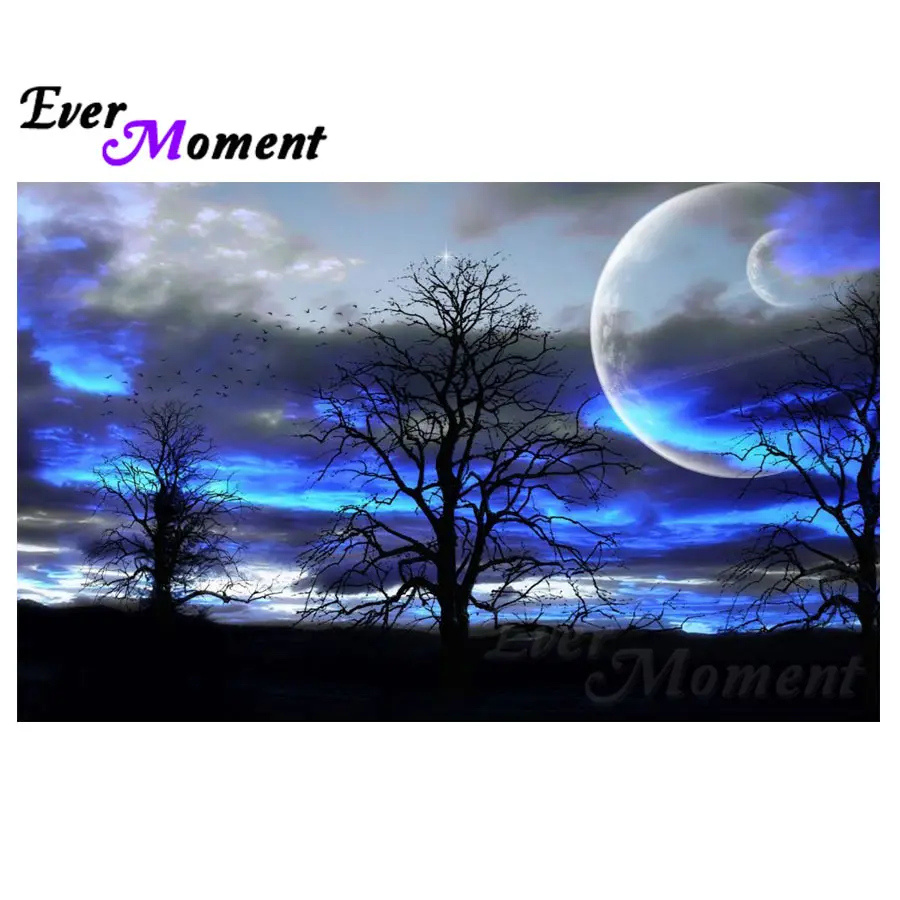 

Ever Moment Diamond Painting Picture Night Tree Moon Full Square Home Decoration Mosaic Cross Stitch S2F279