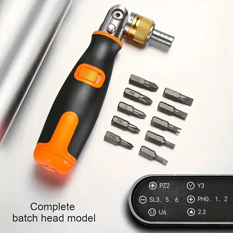 10 in 1 Multi-angle Bidirectional Ratchet Screwdriver Adjustable Angle Hidden Bit Magazine Portable Multifunctional Repair Tools