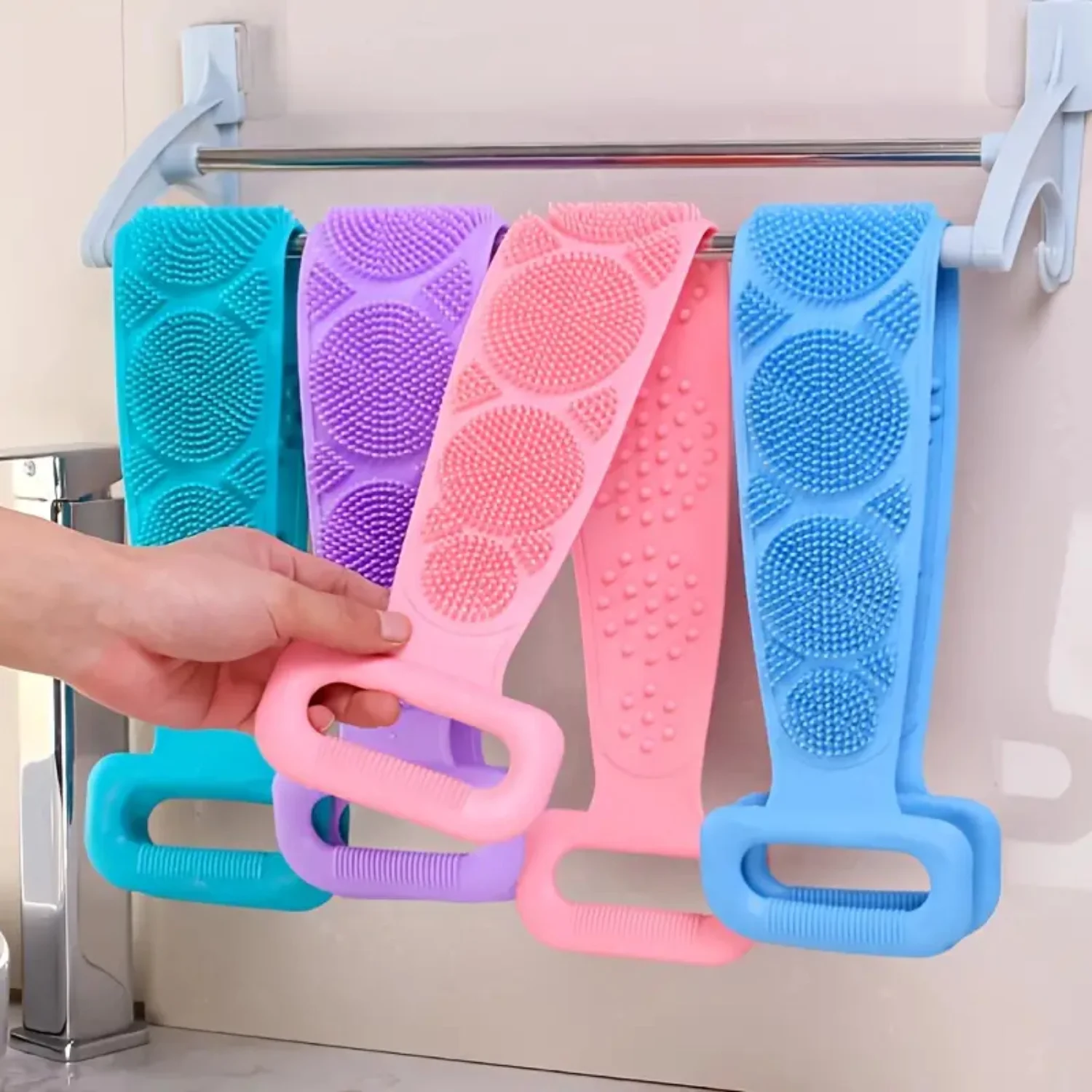 

1pc Exfoliating Silicone Bath Towel for Dead Skin Removal, Body Massage & Shower Cleaning.